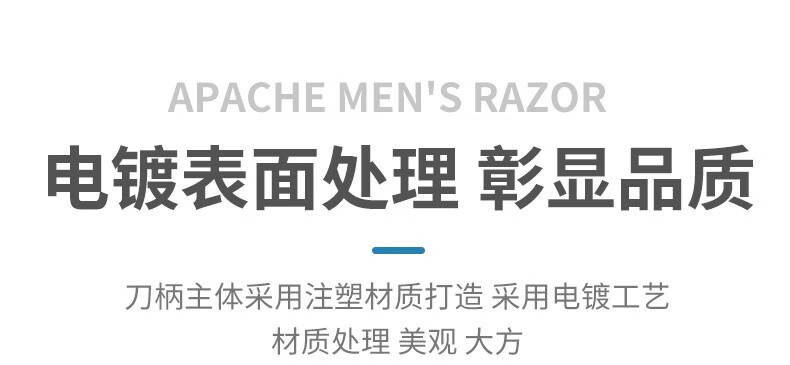 阿帕齐剃须刀刮胡刀手动德国进口剃须刀片老式刀片剃胡刀胡须刀 1刀架5刀头+底座+须泡+透明盒