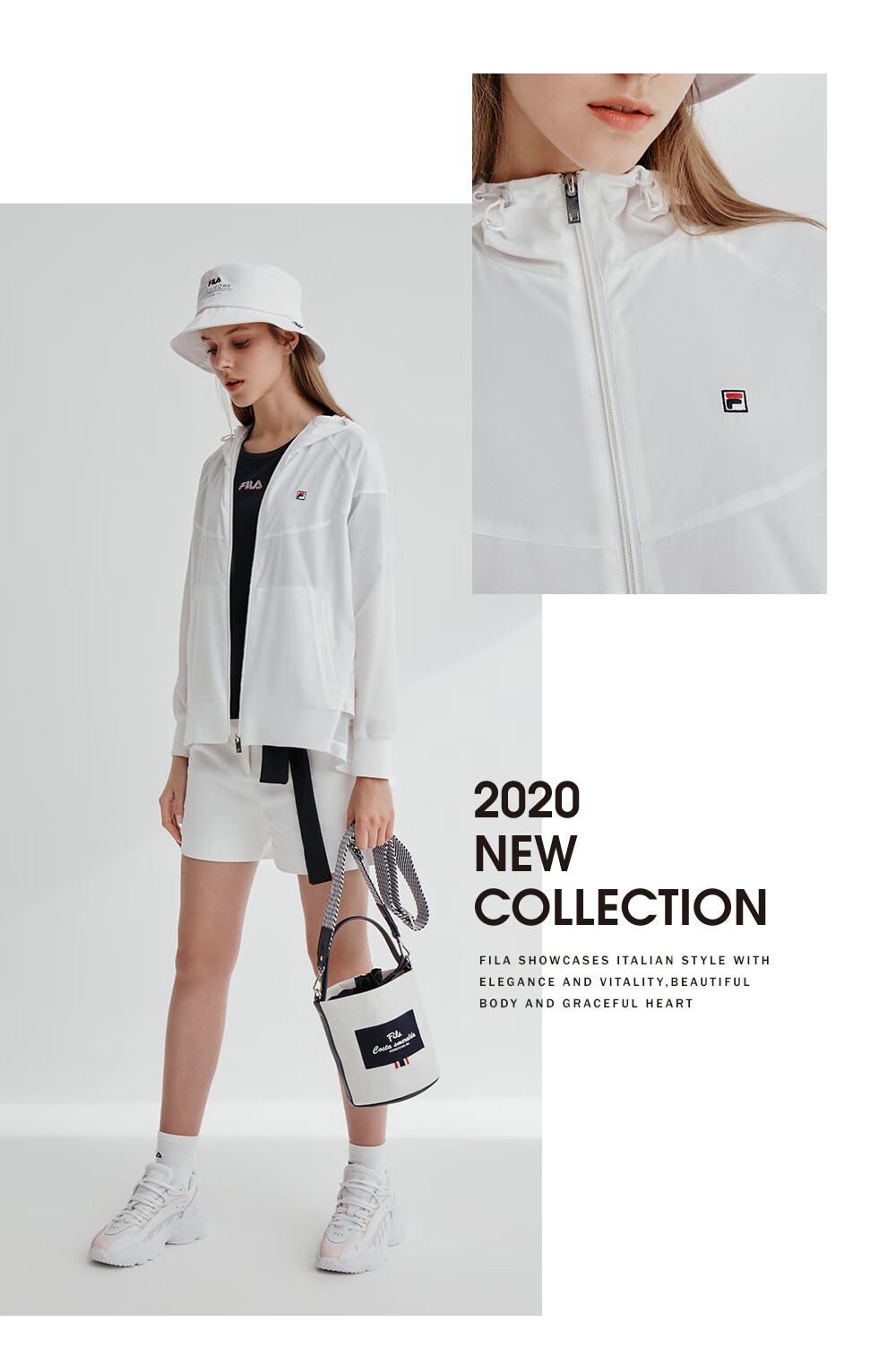 fila斐乐女装white line系列官方女子外套 2020夏季新款拼接梭织宽松