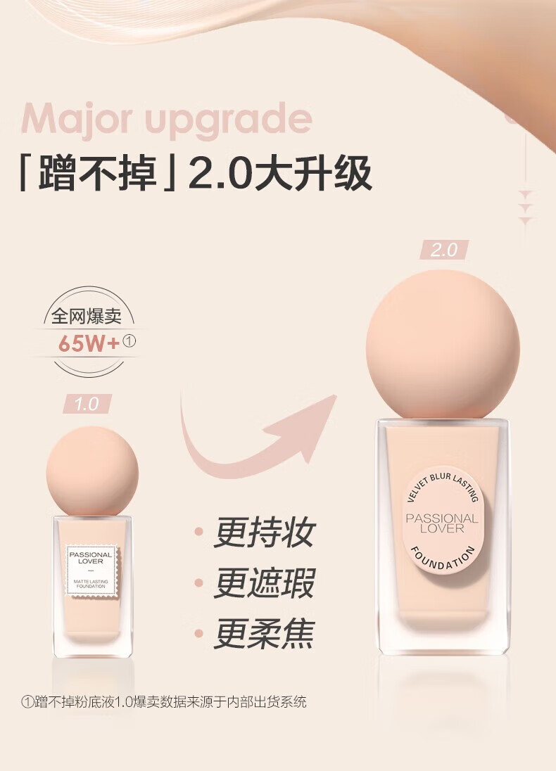 恋火（Passional Lover）PL看不见粉底液遮瑕养肤不脱妆蹭不掉粉底液控油持妆油皮 2.0升级版蹭不掉 02自然色