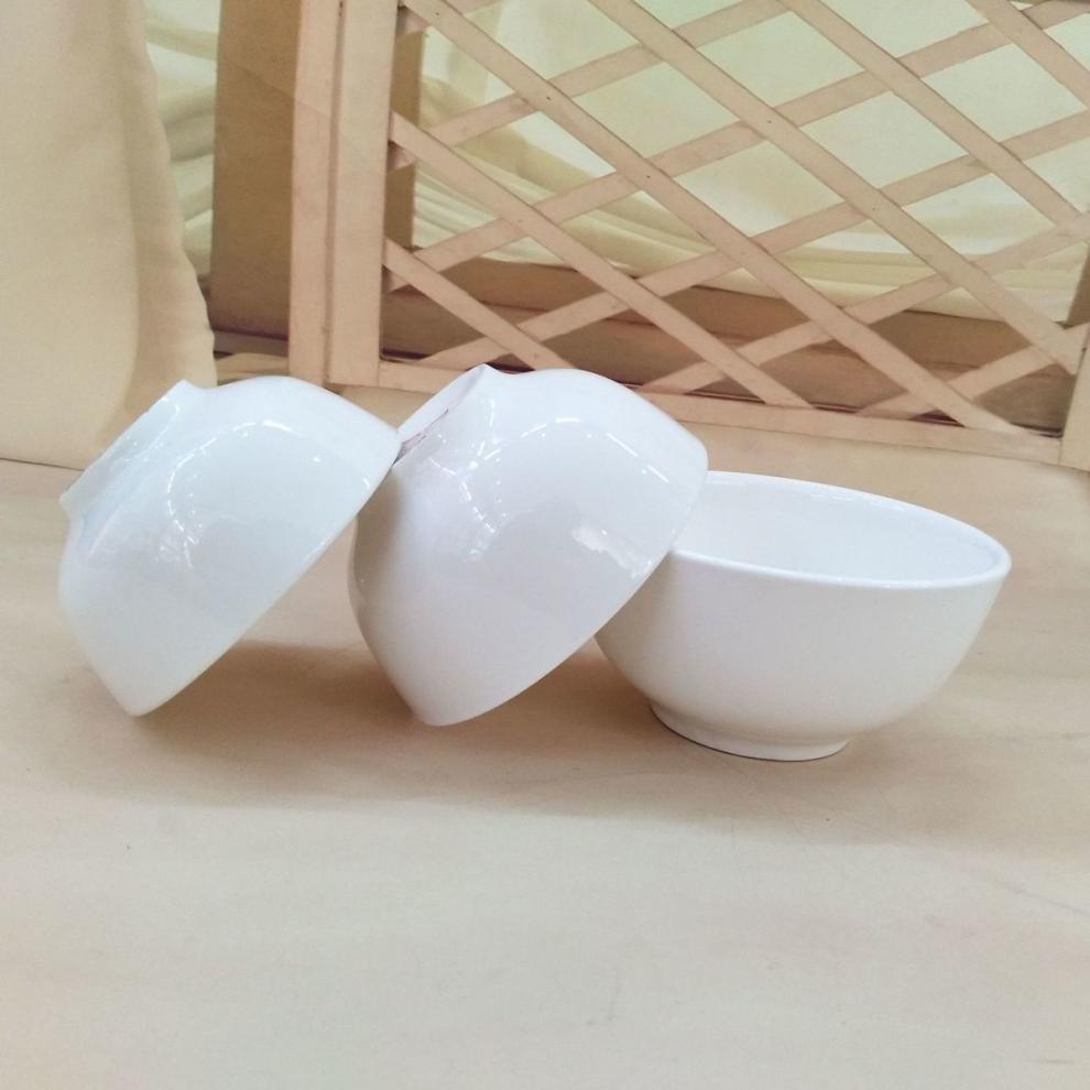 芙号小白碗纯白色加厚米饭碗商用餐厅饭店米饭碗小汤碗商用家用陶瓷碗