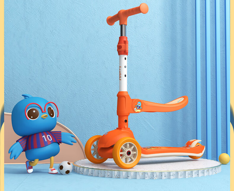 乐的Luddy滑板车儿童2-6岁1宝宝多功能可坐可骑滑二合一溜溜滑滑踏板车生日礼物 1066蓝色-单用（乐的定制款）
