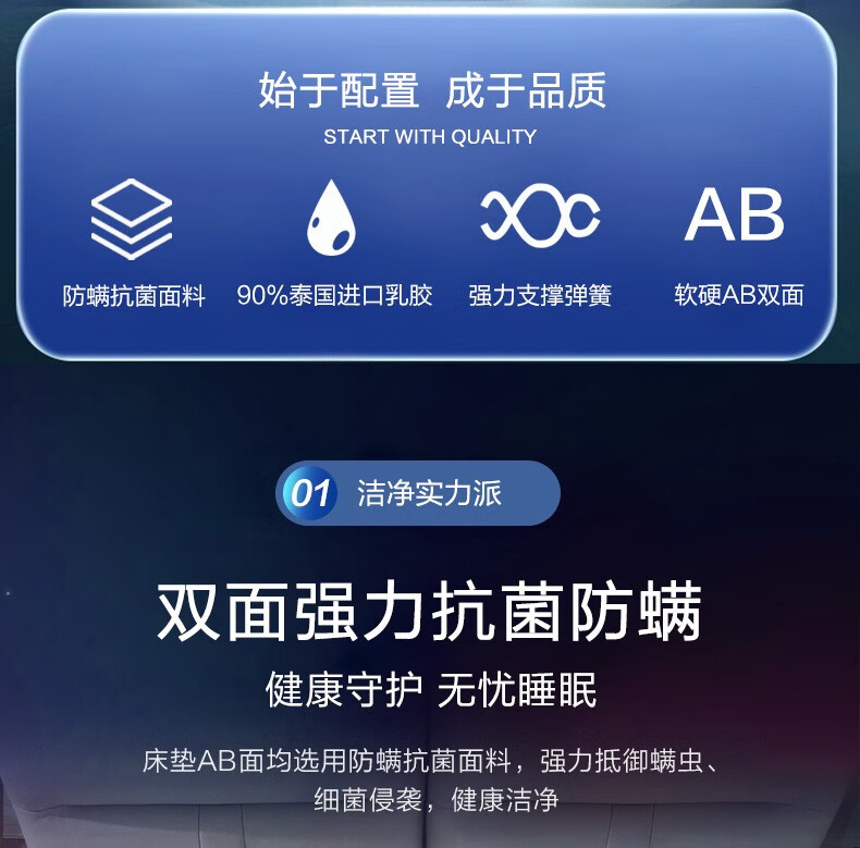 富安娜家具乳胶床垫 进口乳胶弹簧席梦思床垫 抗菌防螨面料弹簧床垫 云享 白色 150*190*23cm