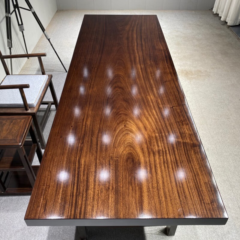 倾听木之歌 乌金木大板茶桌实木办公桌原木茶桌简约茶台办公会议桌 乌金木290*98*7+支架