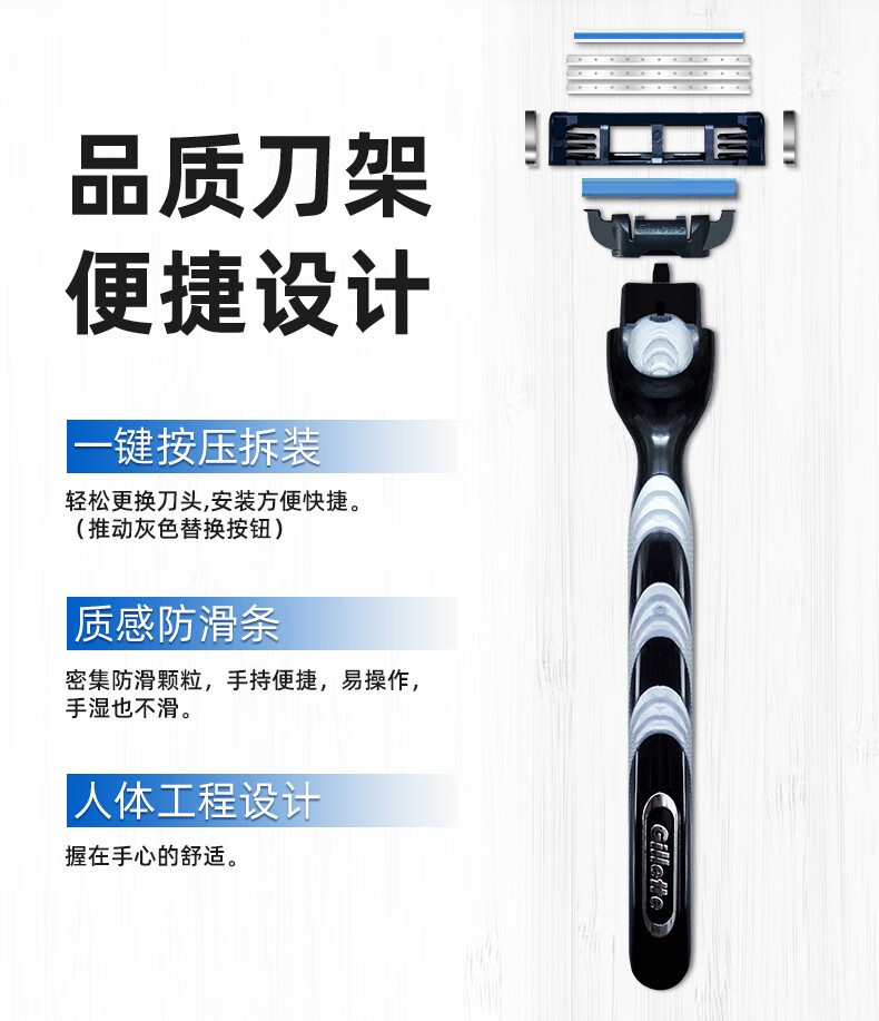 吉列（Gillette） 锋速3手动剃须刀男士刮胡刀手动三层刀头原装 锋速三8刀头（无刀架，无包装）