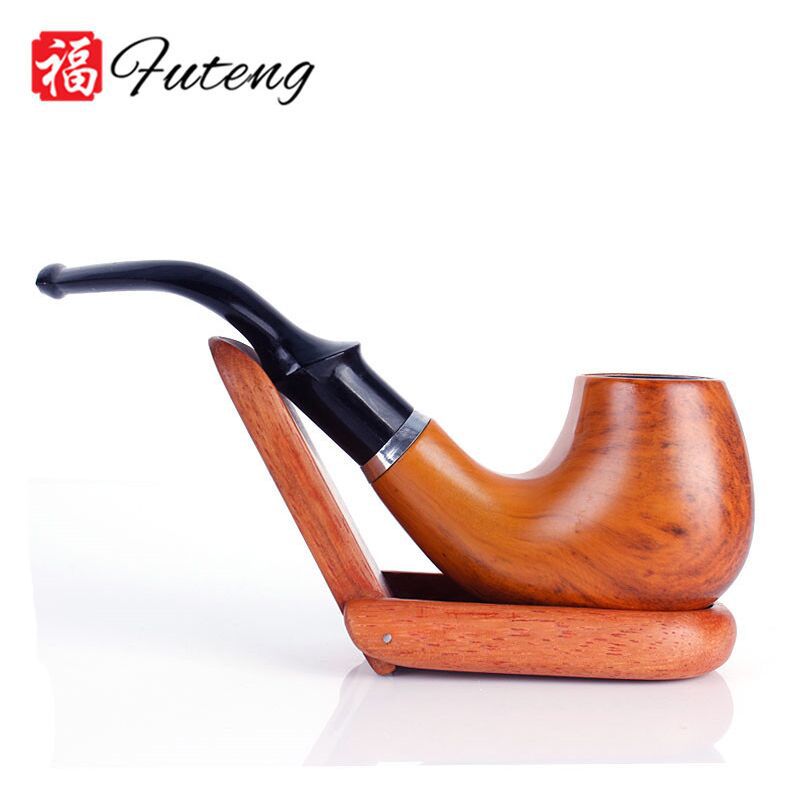 新款弯式中国过滤手工男士烟具老式树脂烟斗实木烟嘴烟斗烟壶 cf5581