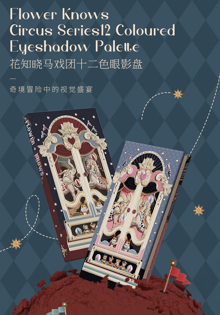 花知晓 马戏团十二色眼影珠光哑光易晕染变色龙眼影盘 01华丽绽放冒险