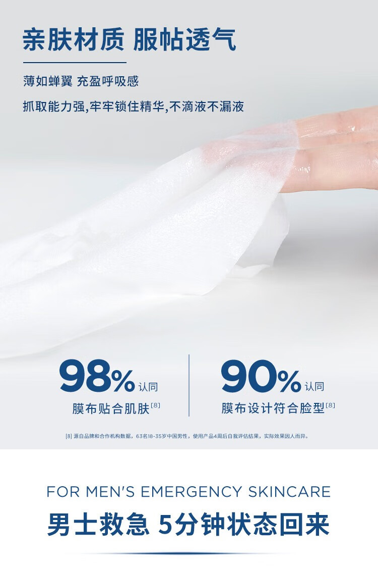 欧莱雅（L'OREAL）男士S.O.S救急玻尿酸面膜男士面膜山泉补水保湿水润修护炭爽净油 男士炭爽净油面膜5片