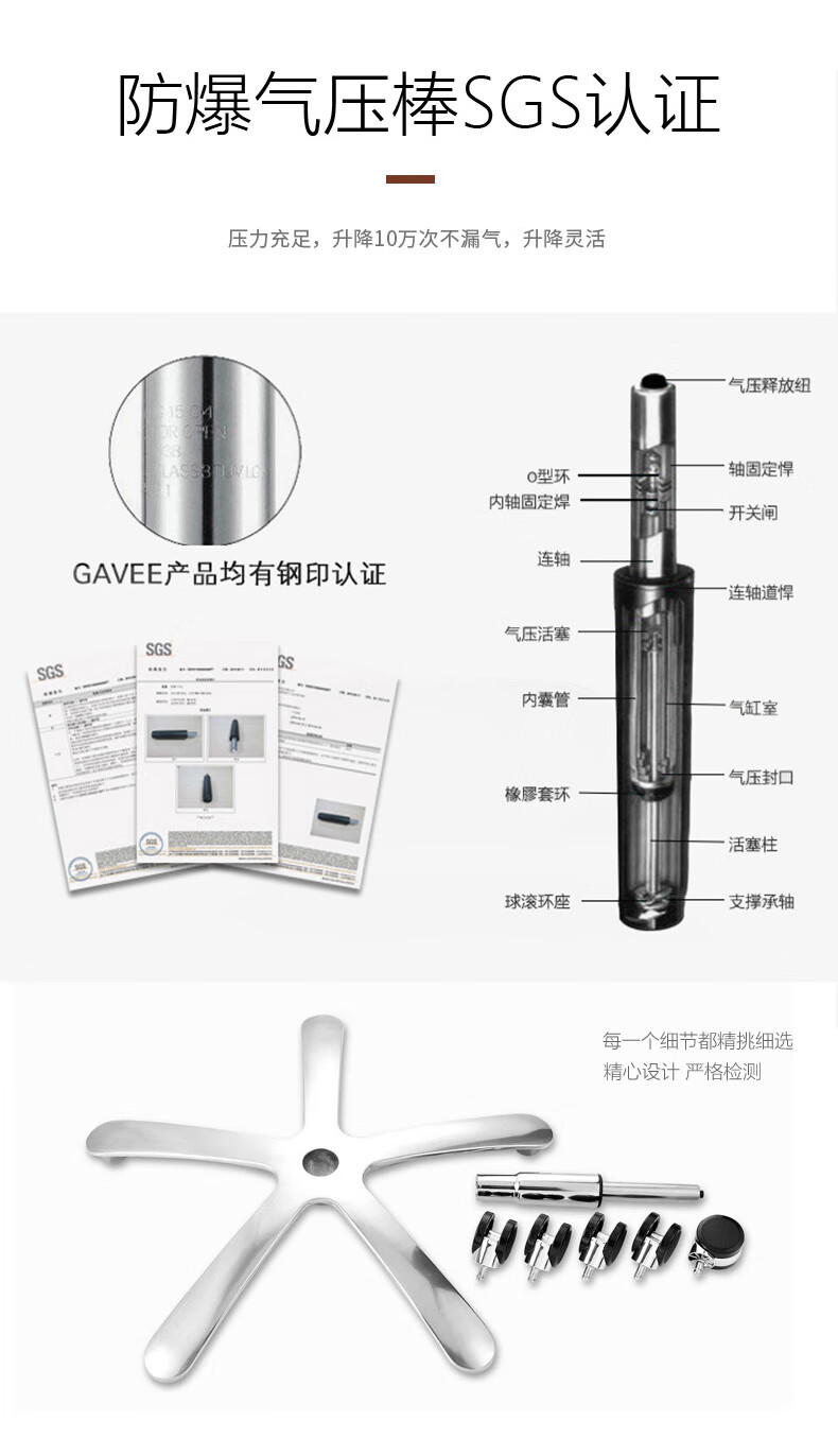 GAVEE 人体工学电脑椅家用办公椅老板转椅可躺电竞灰色 升降座椅 网布转椅可躺老板椅 电竞椅 黑框灰色详情图片18