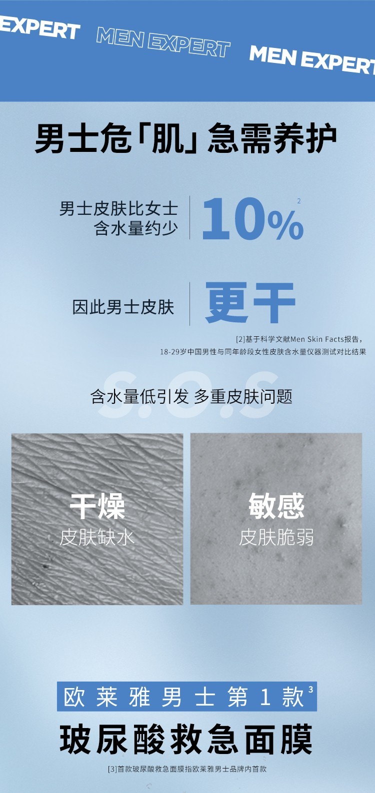 欧莱雅（LOREAL） 男士玻尿酸补水保湿火山岩面膜控油清洁收缩毛孔熬夜送男友礼物 玻尿酸面膜30片