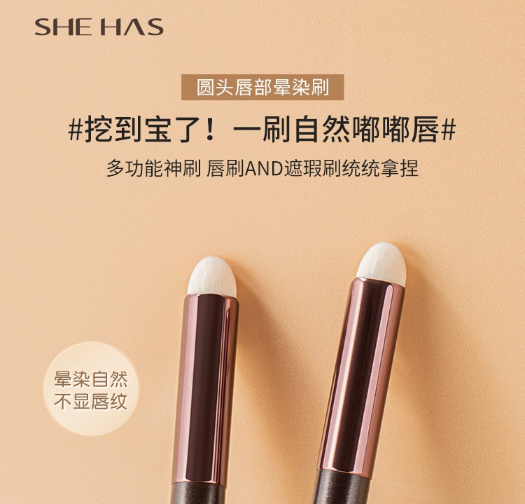 SHE HAS 网红圆头唇刷口红刷唇釉唇泥唇部晕染刷痘印黑眼圈遮瑕化妆刷子 圆头唇部晕染刷【亮面一支装】