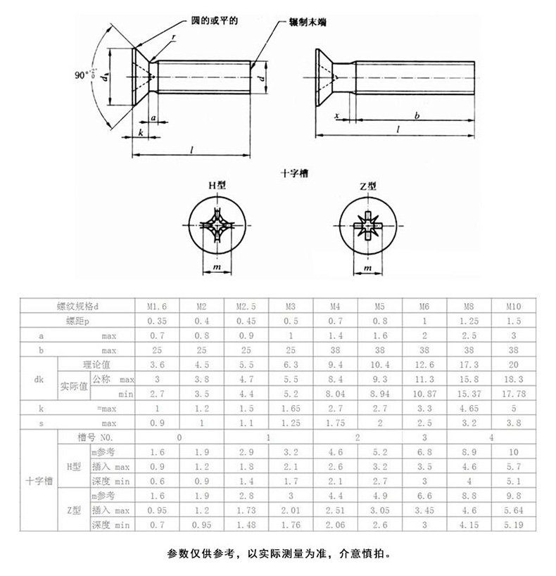 ns碳钢发黑十字沉头螺丝十字槽平头螺钉螺栓gb819黑色紧固件标准件