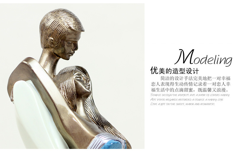 靓莎莎 欧式客厅电视柜酒柜装饰品摆件闺蜜创意实用结婚礼物卧室工艺礼品 蓝色A款 高 29CM