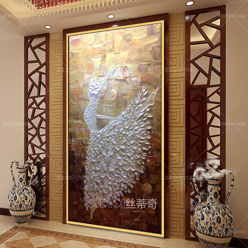 
                                        丝蒂奇SIDIQI玄关手绘欧式油画抽象挂画现代家居走廊壁炉时尚装饰有框画竖版酒店壁画芭蕾舞 欧式香槟外框 宽70*高130                