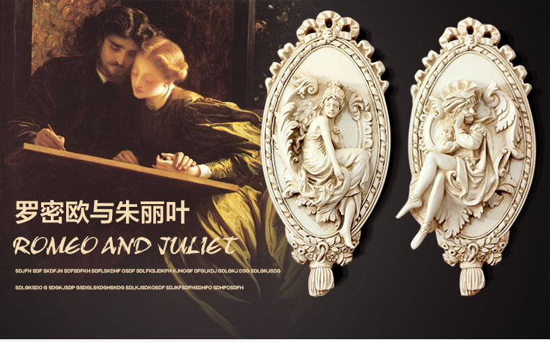 
                                                            欣润 立体壁挂欧式创意天使墙壁饰家居客厅装饰品 挂件树脂画客厅墙面罗密欧装饰画朱丽叶 大号 罗密欧 朱丽叶 一对 高55CM                