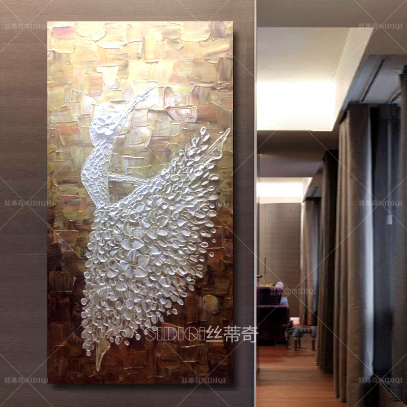 
                                        丝蒂奇SIDIQI玄关手绘欧式油画抽象挂画现代家居走廊壁炉时尚装饰有框画竖版酒店壁画芭蕾舞 欧式香槟外框 宽70*高130                