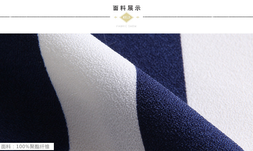 秀尔之卉～时尚休闲女装2015夏装新款蝙蝠袖蓝白条纹圆领韩版女士短袖 雪纺衫女 宽松T恤 黑色 L