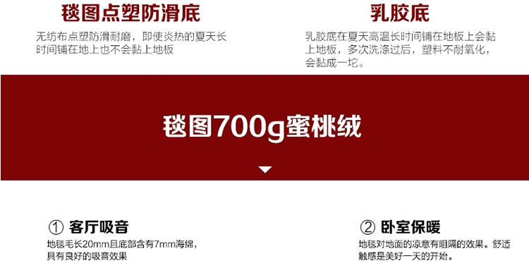 毯图圆形电脑椅脚垫子地毯 客厅长毛防滑地毯 卧室厨房加厚丝毛绒防滑地垫门垫 海蓝色 直径100加45*65cm套装