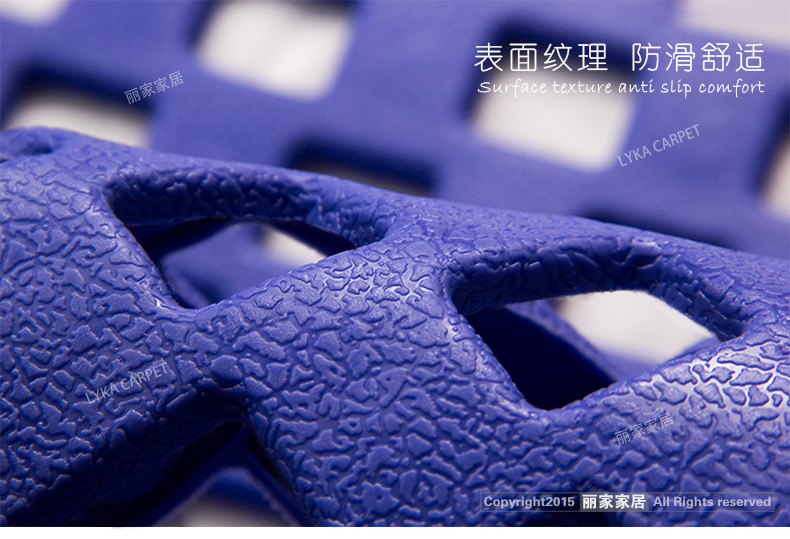 
                                        丽家家居 pvc浴室防滑垫门垫大号垫子进门脚垫淋浴地垫 透明石头纹36*68cm蓝色 浴室防滑垫                
