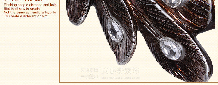 尚雅轩 包邮孔雀欧式复古钟表客厅大挂钟个性挂表静音装饰壁钟时钟 孔雀向下银色仿古