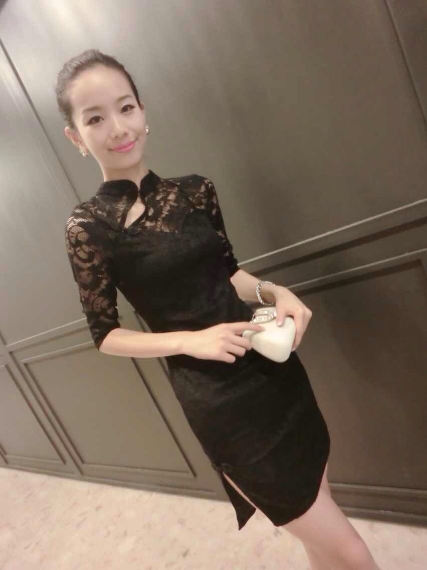 po lin Guo 2015 summer the European site fall with new lace beauty graphics thin cheongsam dress black pictures, price, brand platters! Elections are good character, the national distribution, so why buy now enjoy more preferential! Health