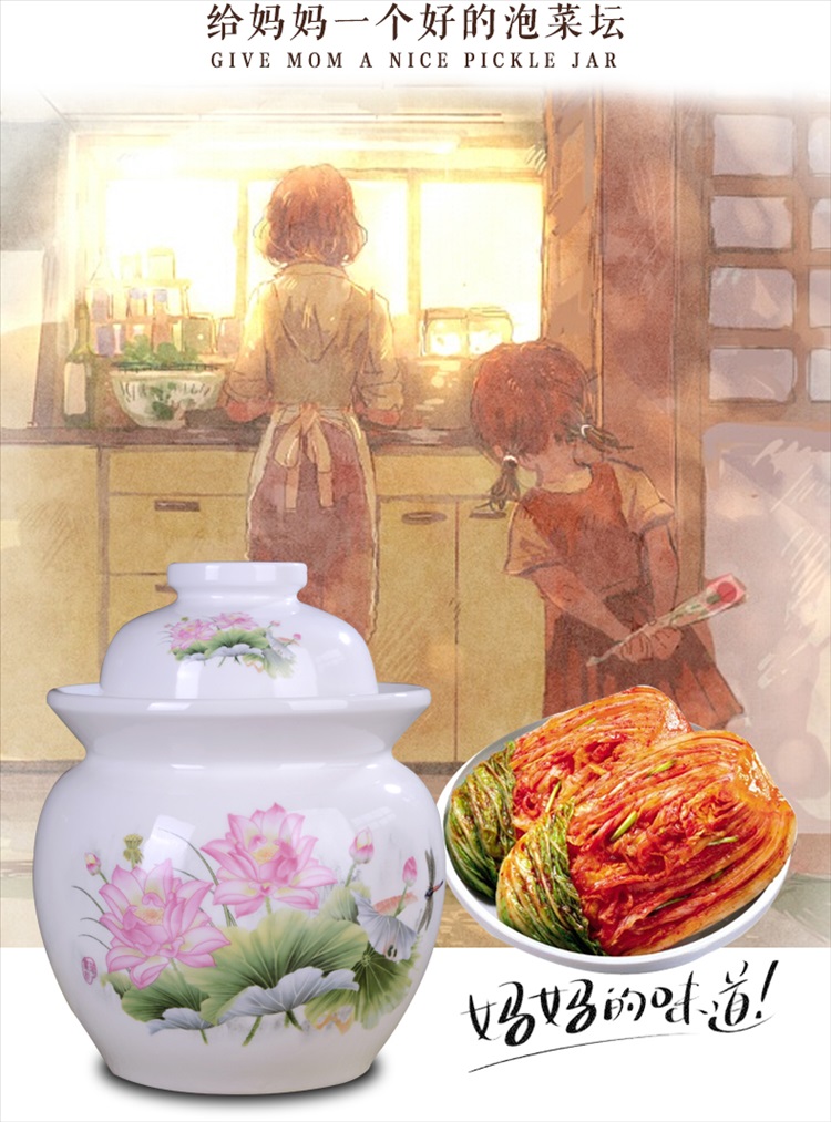 迪胜(disheng) 陶瓷泡菜坛子 家用无铅新骨瓷密封罐 带盖韩国泡菜四川