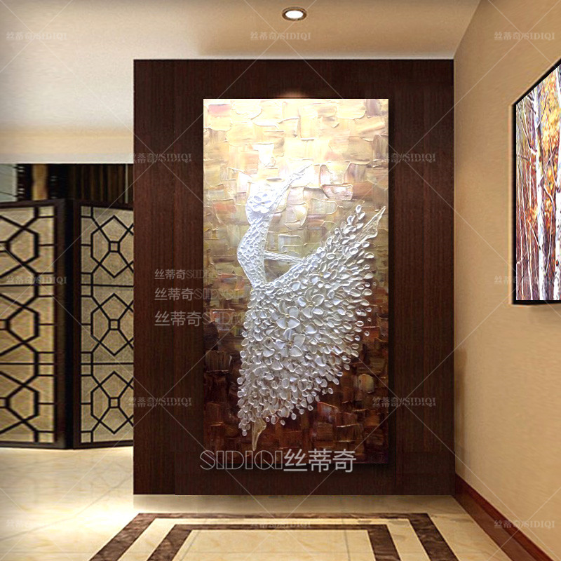 
                                        丝蒂奇SIDIQI玄关手绘欧式油画抽象挂画现代家居走廊壁炉时尚装饰有框画竖版酒店壁画芭蕾舞 欧式香槟外框 宽70*高130                
