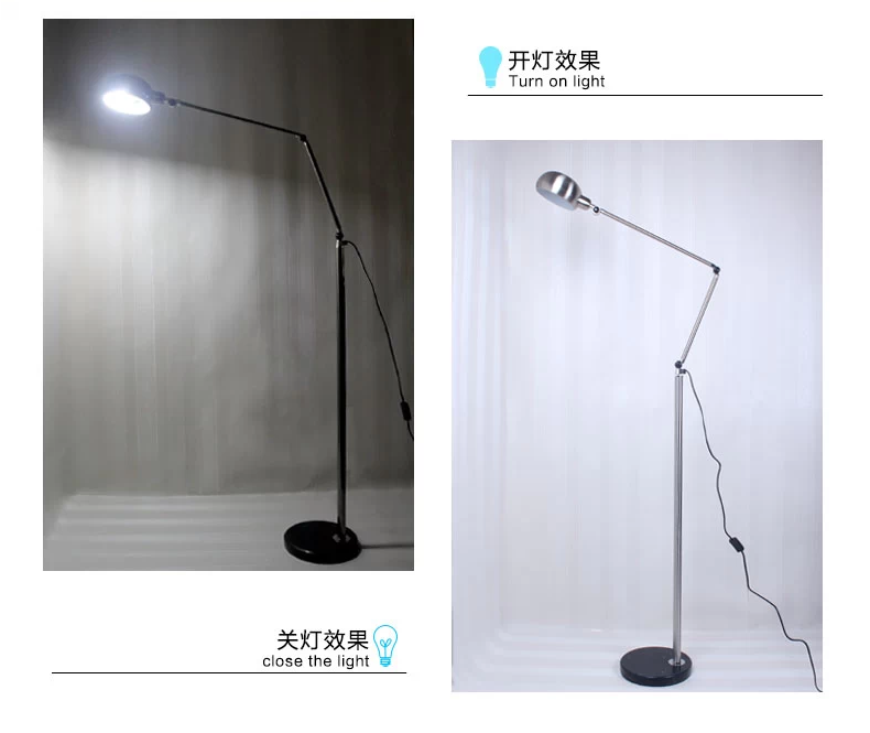 煜尚 LED护眼落地灯 客厅卧室书房床头 现代简约工作 学习钢琴 阅读宜家铁艺台灯具 银色配3W LED灯泡