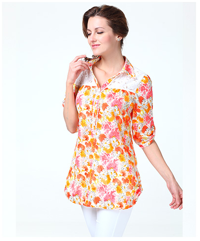 Lovers in Paris (abaparis) the code female summer wear lapel cuff in pure cotton floral casual shirt women 3844 orange XXXL pictures, price, brand platters! Elections are good character, the national distribution, so why buy now enjoy more preferential! Health