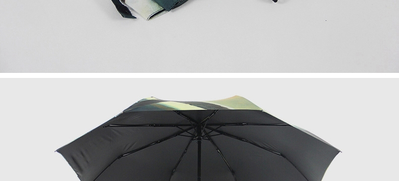 零时差创意全自动雨伞女士太阳伞防紫外线 精品油画伞 黑胶遮阳伞超强防晒自开自收折叠晴雨两用 外层铁塔图案_内层黑胶
