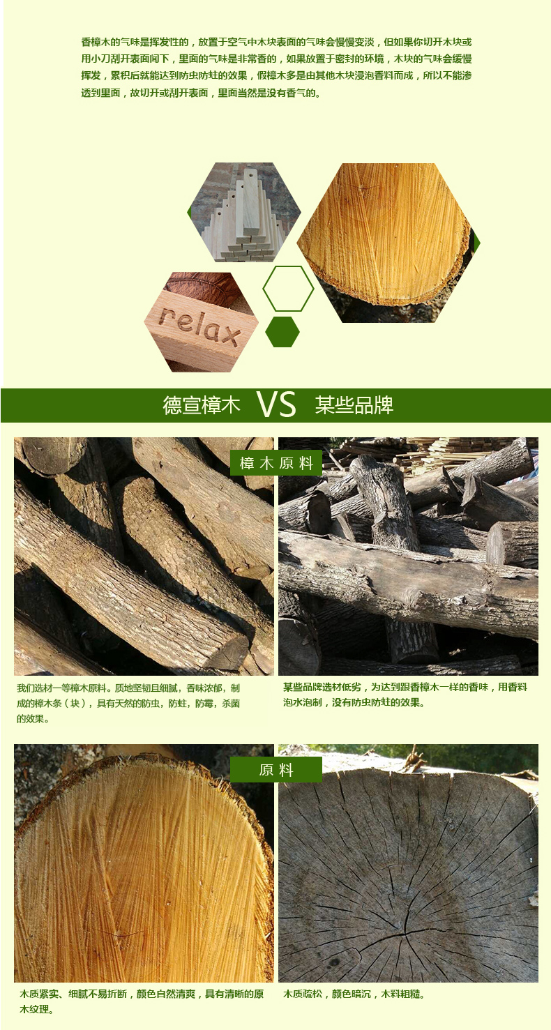
                                        德宣香樟木条/块 代樟脑丸衣柜防虫防蛀防霉防潮 30大条                