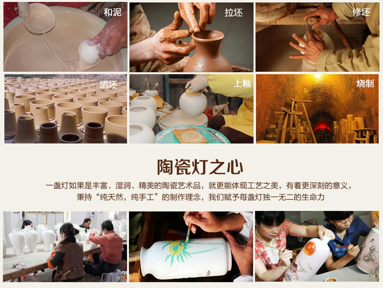 中式陶瓷台灯卧室床头灯欧式客厅书房台灯 复古婚庆装饰台灯 YQ3001