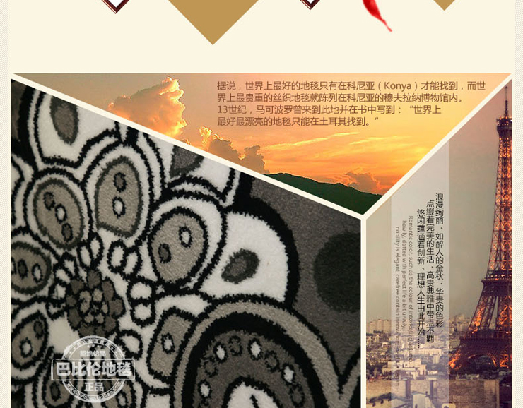 巴比伦（babylon）进口客厅仿羊毛厨房阳台卫浴卧室床边地毯 2047A 800MMx1600MM