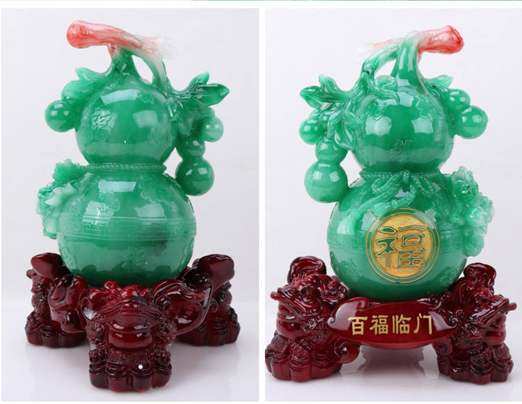 华庭丽娜 百福临门工艺品 葫芦摆件金蟾开业乔迁工艺礼品 家居装饰品 YL百福临门玉色