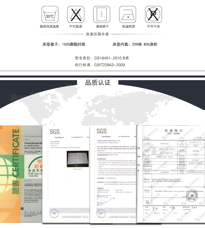 
                                        梦飘飘家纺床垫慢回弹太空记忆棉床垫高密度零压力床垫 厚度5厘米慢回弹 宽1.8米长2米床适用                