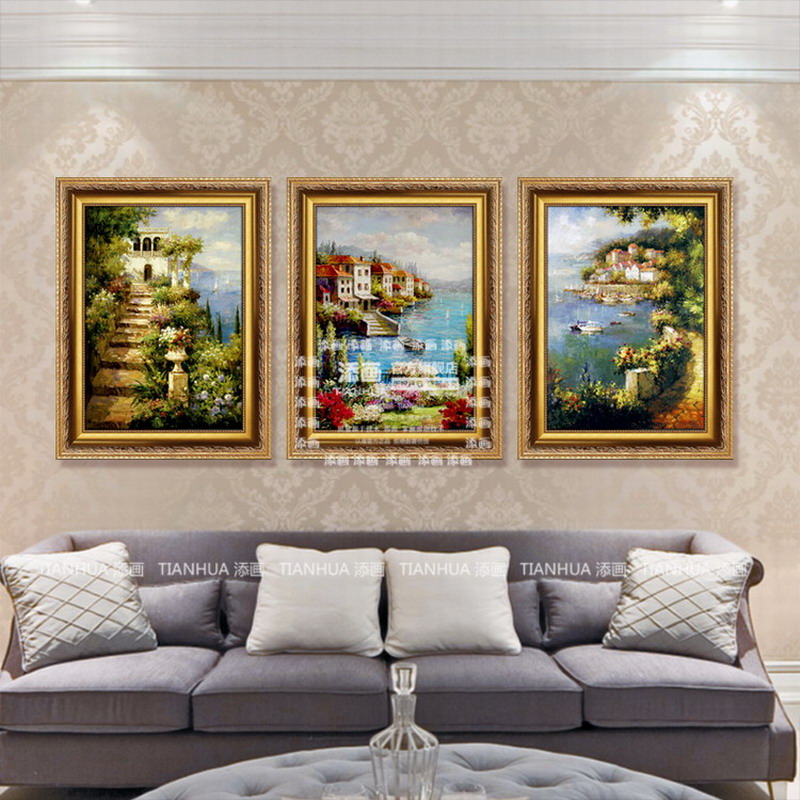 添画 纯手绘风景油画 客厅挂画玄关画欧式风景画 A2 40*60CM