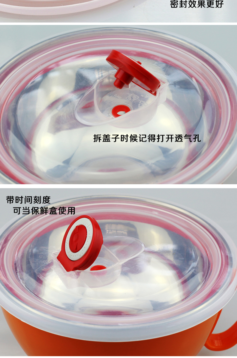 
                                        不锈钢碗泡面碗带盖大号餐具套装日式便当盒饭盒方便面专用杯汤碗 橘色                