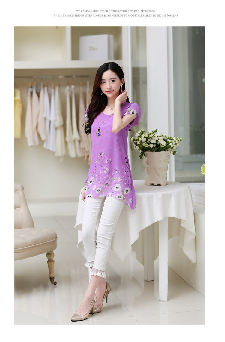 The US market 2015 new summer Korean version the code fancy, long, relaxed and stylish short-sleeve snow woven shirts (the necklace) purple XXXL limited time special offer pictures, price, brand platters! Elections are good character, the national distribution, so why buy now enjoy more preferential! Health