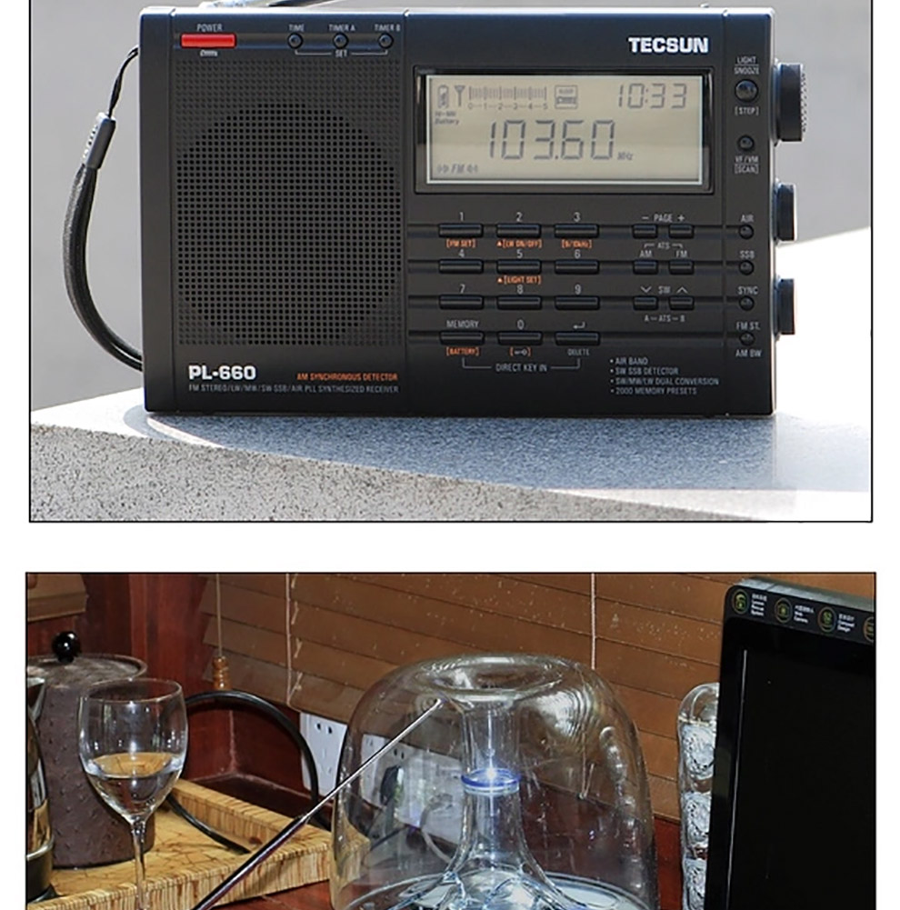 德生tecsun收音机pl660高性能全波段数字调谐立体声钟控半导体收音机
