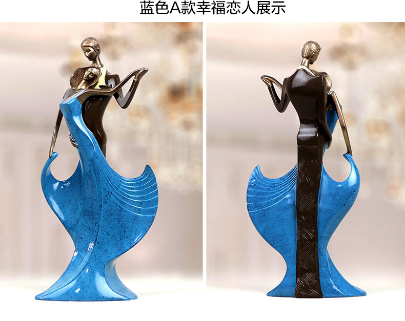 靓莎莎 欧式客厅电视柜酒柜装饰品摆件闺蜜创意实用结婚礼物卧室工艺礼品 蓝色A款 高 29CM