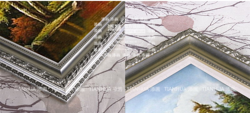 
                                        添画（TIANHUA） 添画 客厅风景山水手绘油画欧式风格沙发顶挂画装饰画 暗金画框 70*140CM                