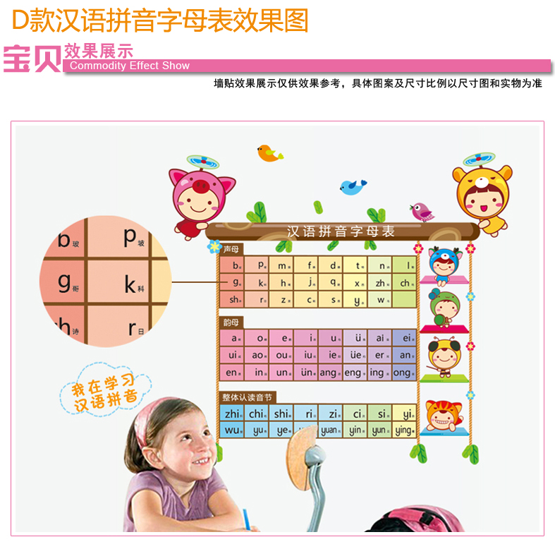 
                                        DEEZU可爱卡通儿童房卧室房间装饰墙贴画  英文数字 L-627趣味英文字母 中                