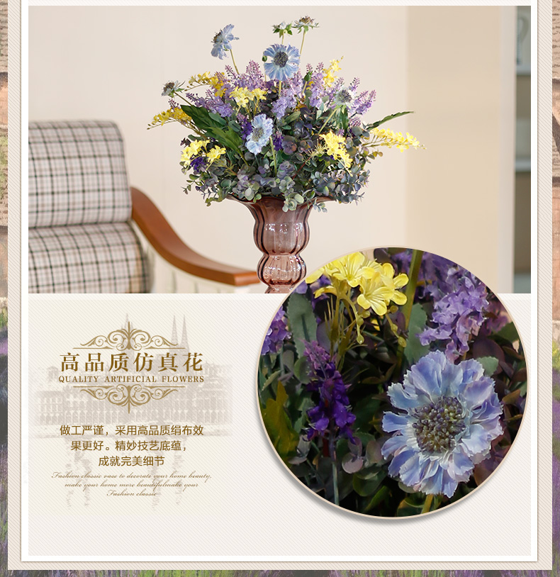 Snnei室内 高脚透明玻璃花瓶 欧式古典 时尚现代摆设 客厅装饰品 灰色中号花瓶 花瓶组合-7天发货