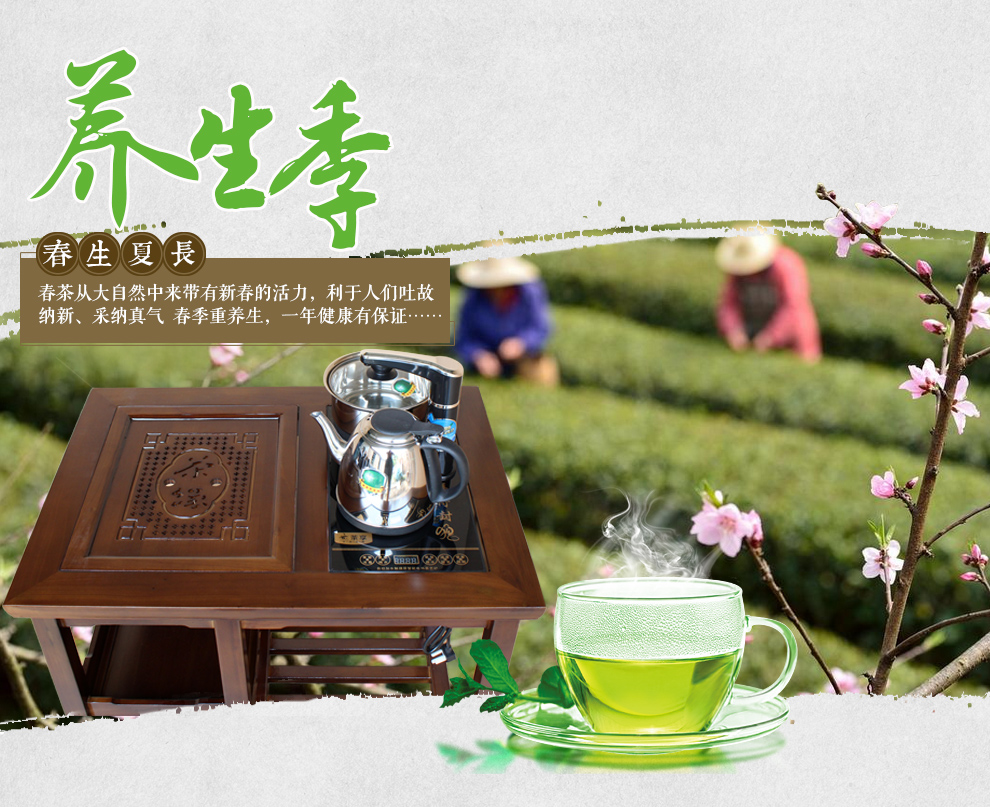 瑞呈堂 实木茶桌家具老榆木功夫茶几 桌椅组合 小茶台 JTA22 茶青色 套餐三1茶桌加2将军凳+电磁炉套装+茶具+茶渣桶