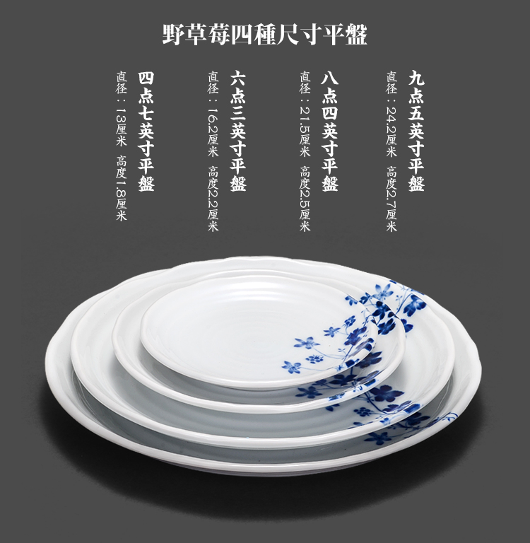 爱悦居 进口盘子饭碗日式餐具套装 日本美浓烧米饭汤碗 酒店家用高档釉下彩和风陶瓷碗盘套装 野草莓16.7cm面钵1只