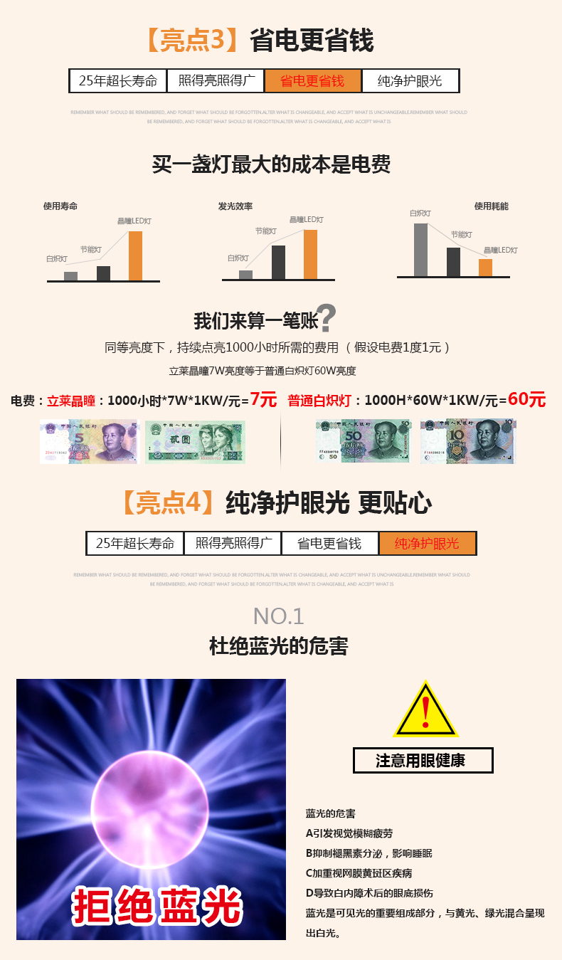 立莱 led灯泡 圆形超亮e27大螺口led球泡节能灯具 8W 白光