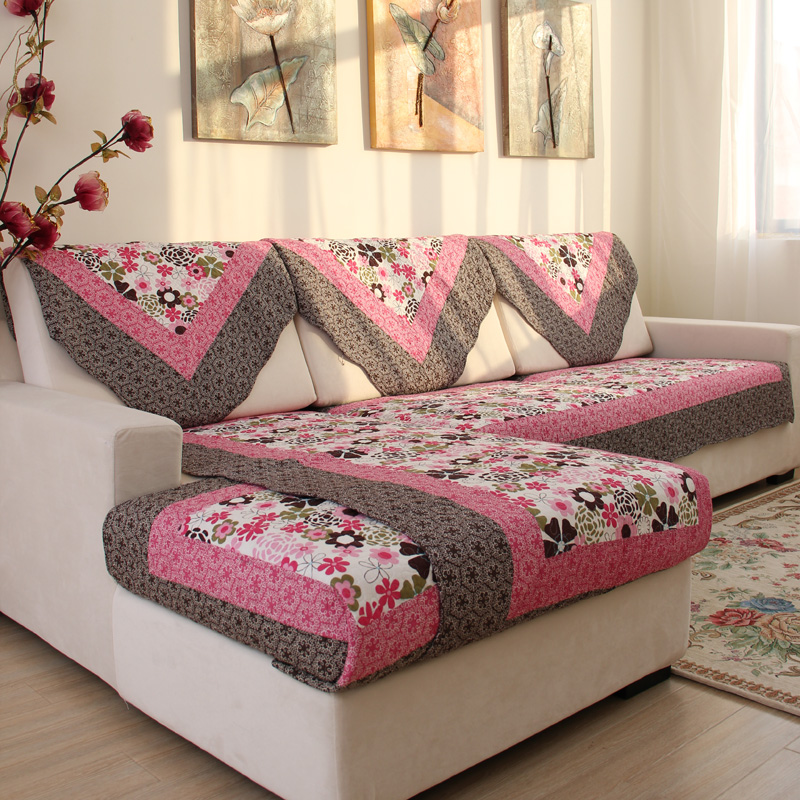 莱芙棉 布艺绗缝防滑沙发垫 夏用田园座垫桌椅垫坐垫 蓝LV 90cm*210cm单条