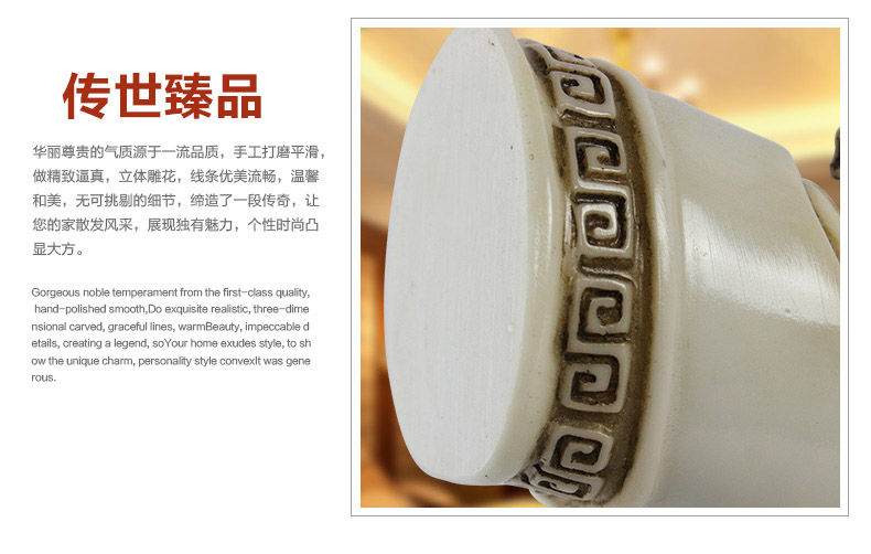 
                                        靓莎莎动物仿真象牙装饰摆件办公室客厅书柜玄关门新婚乔迁霸气工艺艺术品礼物 普通底座  八马  高度  22CM                