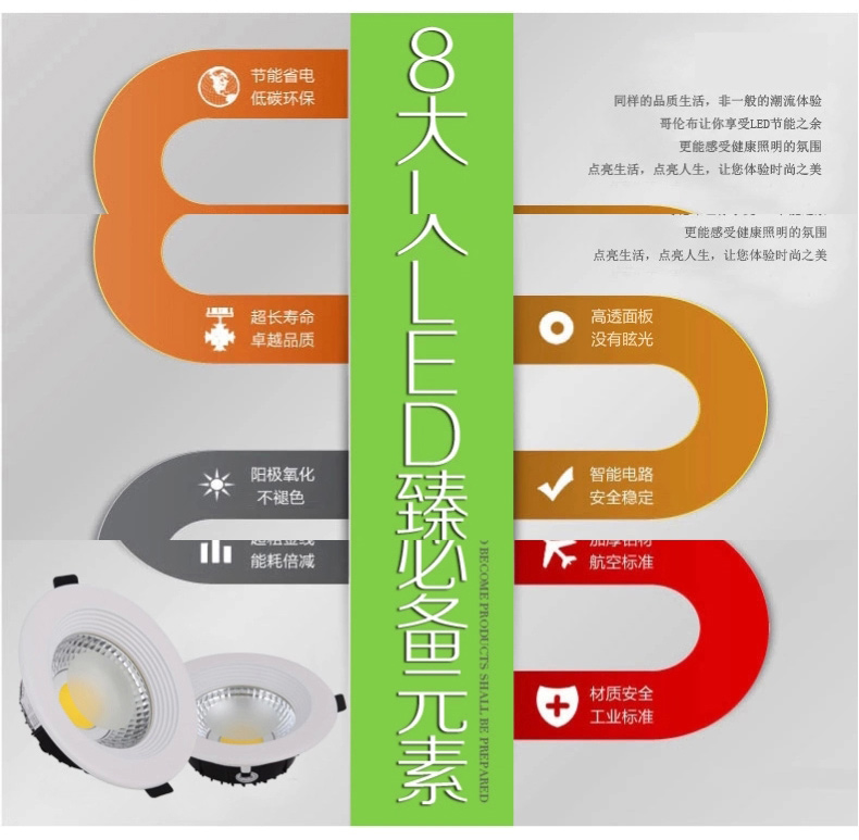 图拉 LED射灯COB走廊灯过道天花灯客厅灯服装店射灯筒灯B7435 4寸10w暖白光