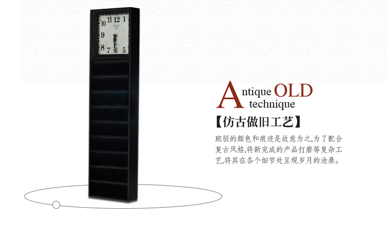 时光巴士 复古做旧竖钟摆件家居装饰品工艺品摆设创意书夹
