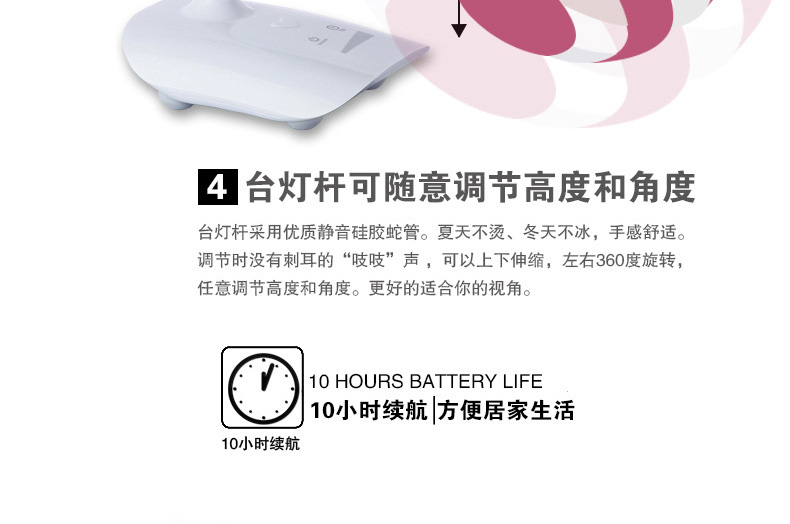 MDZG LED台灯卧室床头护眼灯学生学习工作书房充电台灯 USB台灯小台灯 白色